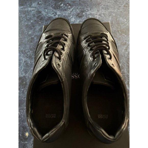 Hugo Boss Saturn Leather Low-Top Sneakers Black Men’s EU 45/US 12 - Picture 4 of 9